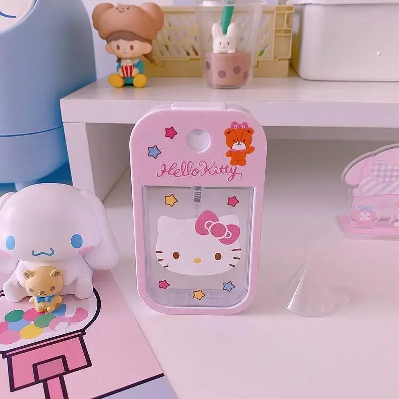 산리오 향수 스프레이 병 애니메이션 쿠로미 헬로키티 멜로디 만화 여행 휴대용 프레스 플라스틱 병, 카와이 로션 소녀 선물