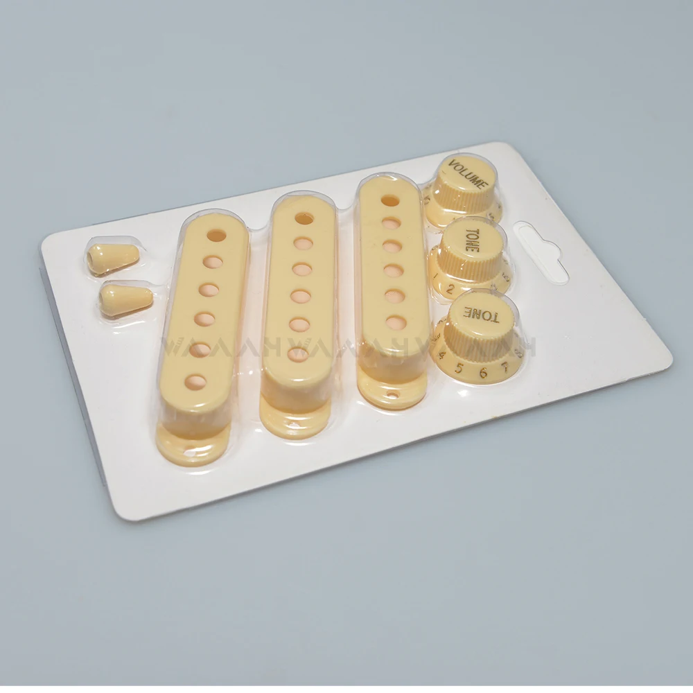 빈티지 화이트 싱글 코일 ST 기타 픽업 커버, 2 톤 1 볼륨 노브, 스위치 팁 부품 세트, 기타 부품