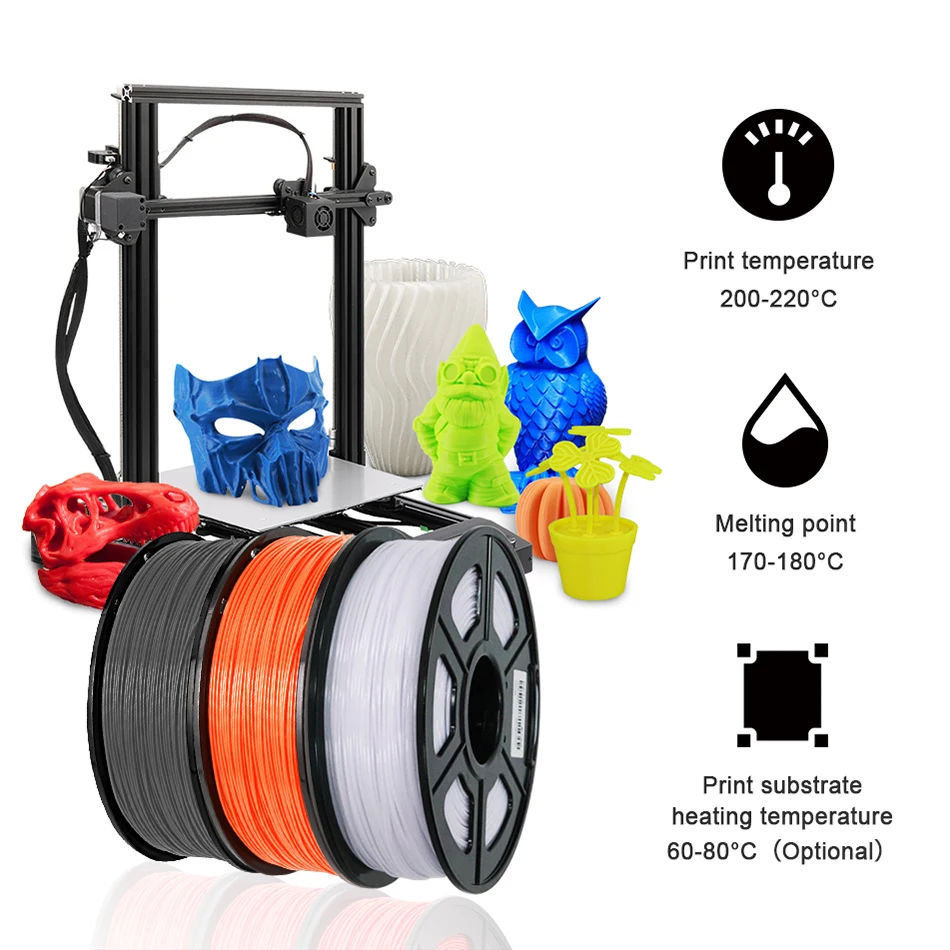 SUNLU PLA PETG PLA 플러스 필라멘트 10 롤 3D 필라멘트, 1kg 롤, 1.75mm 100% 필라멘트, 깔끔하게 라인 업, 3D 프린팅, EU 미국