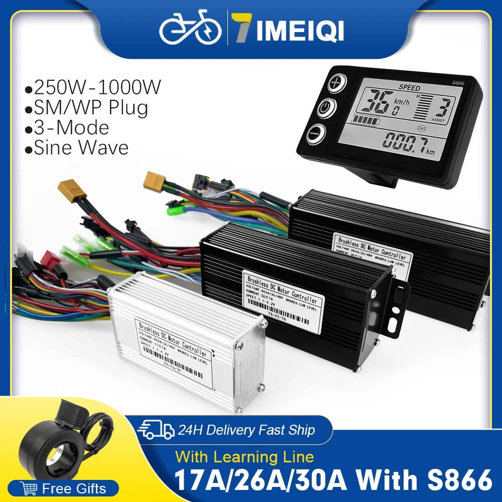 Ebike Sinawave 컨트롤러 36V 48V 17A 26A 30A 36V 48V LCD 디스플레이 S866, 250W-1000W 휠 허브 모터 변환 부품 title=Ebike Sinawave 컨트롤러 36V 48V 17A 26A 30A 36V 48V LCD 디스플레이 S866, 250W-1000W 휠 허브 모터 변환 부품 