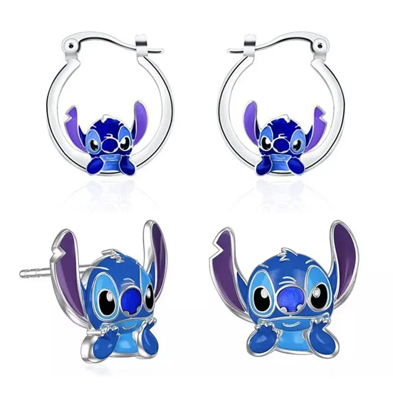 Disney Anime Lilo & Stitch Ear Pendants Kawaii Stitch Metal Earring Delicate Female Jewelry Accessories Woman Girl Gifts