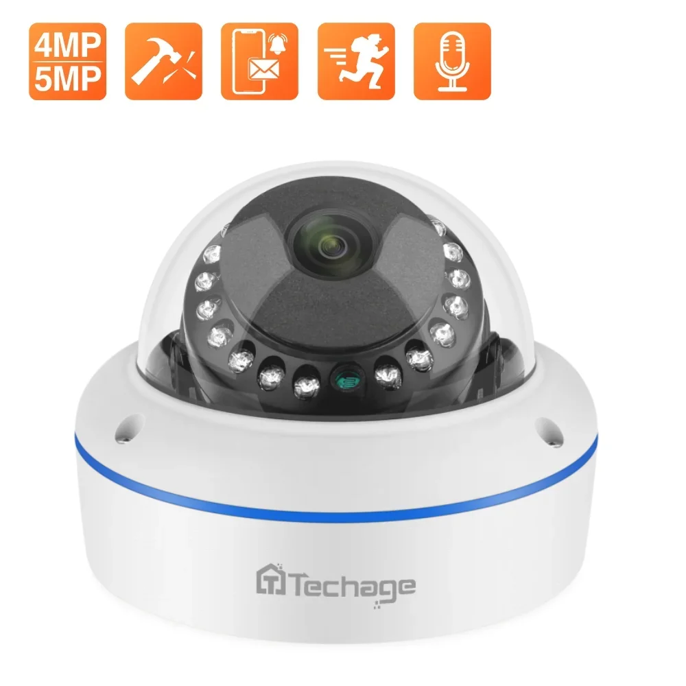 Techage 슈퍼 HD PoE IP 카메라, 돔형 실내 방폭 CCTV 카메라, 오디오 녹음, P2P 비디오 감시, 4MP 5MP title=Techage 슈퍼 HD PoE IP 카메라, 돔형 실내 방폭 CCTV 카메라, 오디오 녹음, P2P 비디오 감시, 4MP 5MP 