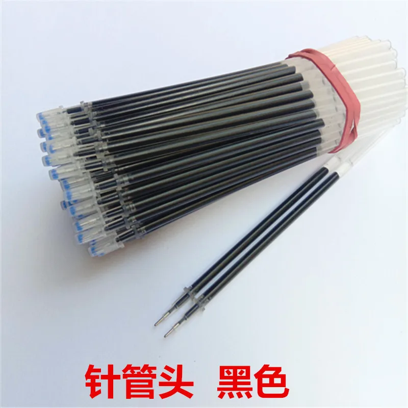 30 개/몫 0.38mm 젤 펜 리필 잉크 리필 전체 주사기 학생 사무실 연구 용품 강한 끈적 실리콘 더블 에너지