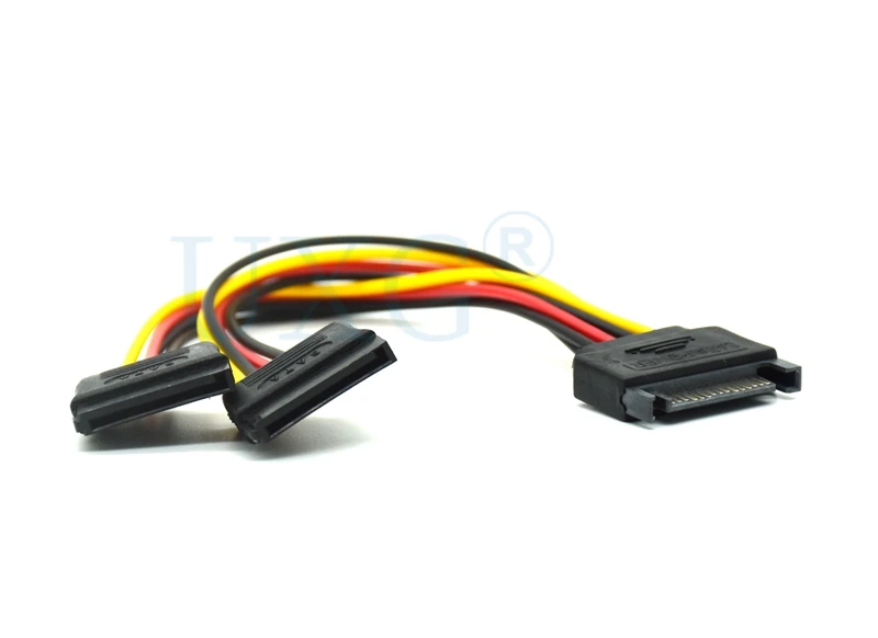 SATA II 하드 디스크 전원 15 핀 SATA 수-2 암 15 핀 전원 HDD 분배기, 고품질 Y 1-2 연장 케이블, 20cm