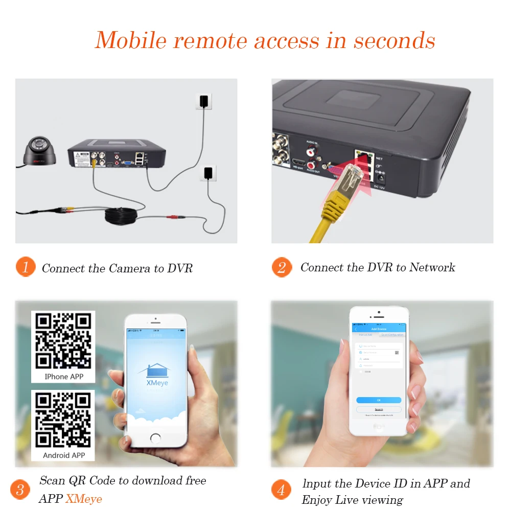 4CH DVR CCTV 시스템 2PCS 카메라 1080P 2MP 비디오 감시 4CH 5 in 1 DVR 적외선 AHD 1200 TVcctv 카메라 보안 시스템 키트