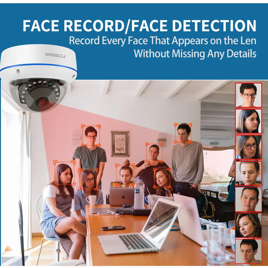 Misecu 홈 보안 감시 카메라, 파손 방지 돔, HD 5MP, 4MP, H.265, POE IP 카메라, 1 개, 2 개, 3/4 개
