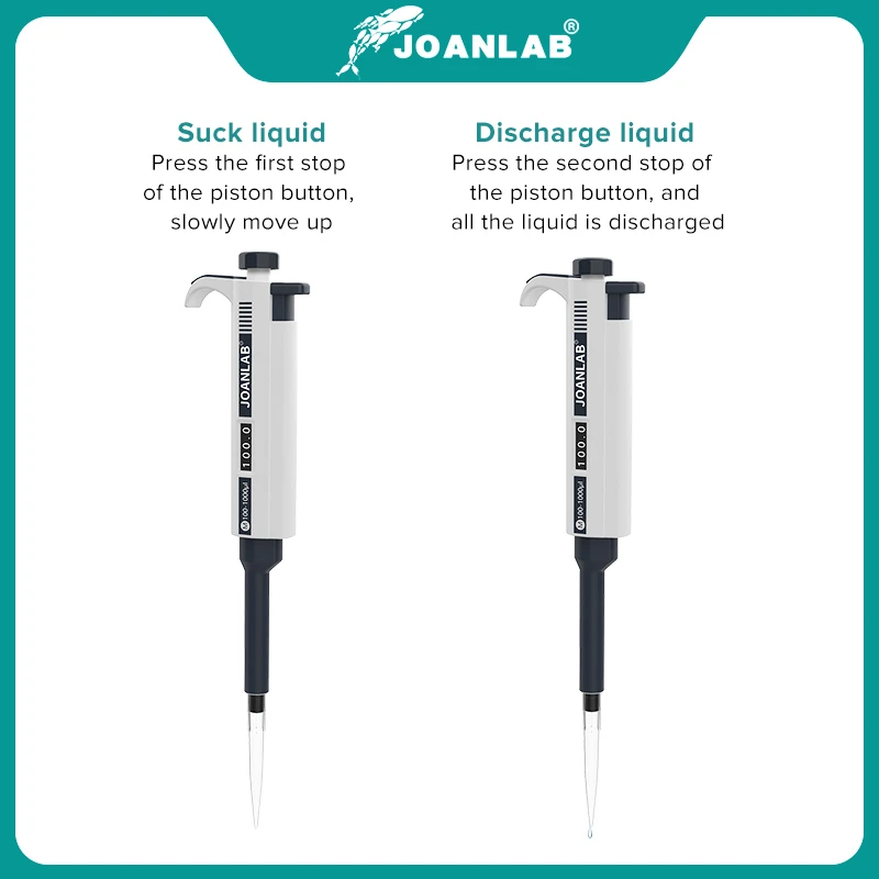 JOANLAB 공식 매장 실험실 피펫 플라스틱 단일 채널 디지털 조정 가능한 마이크로 피펫 실험실 장비 (피펫 팁 포함)