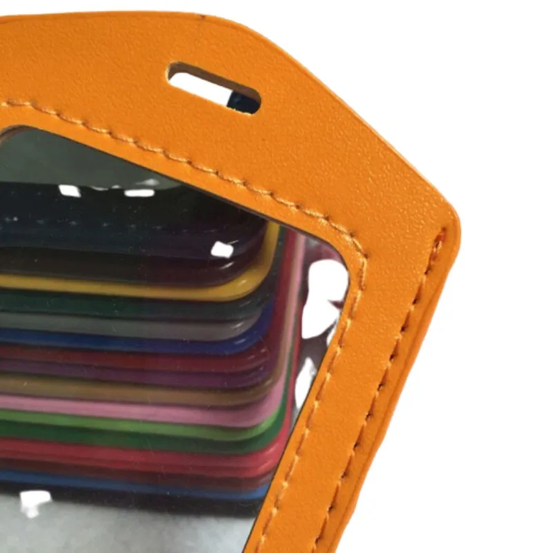 2023 양면 투명 PU 모조 가죽 신용 카드 홀더, 다채로운 지퍼 없음 배지 카드 세트, 작업용품, 1PC