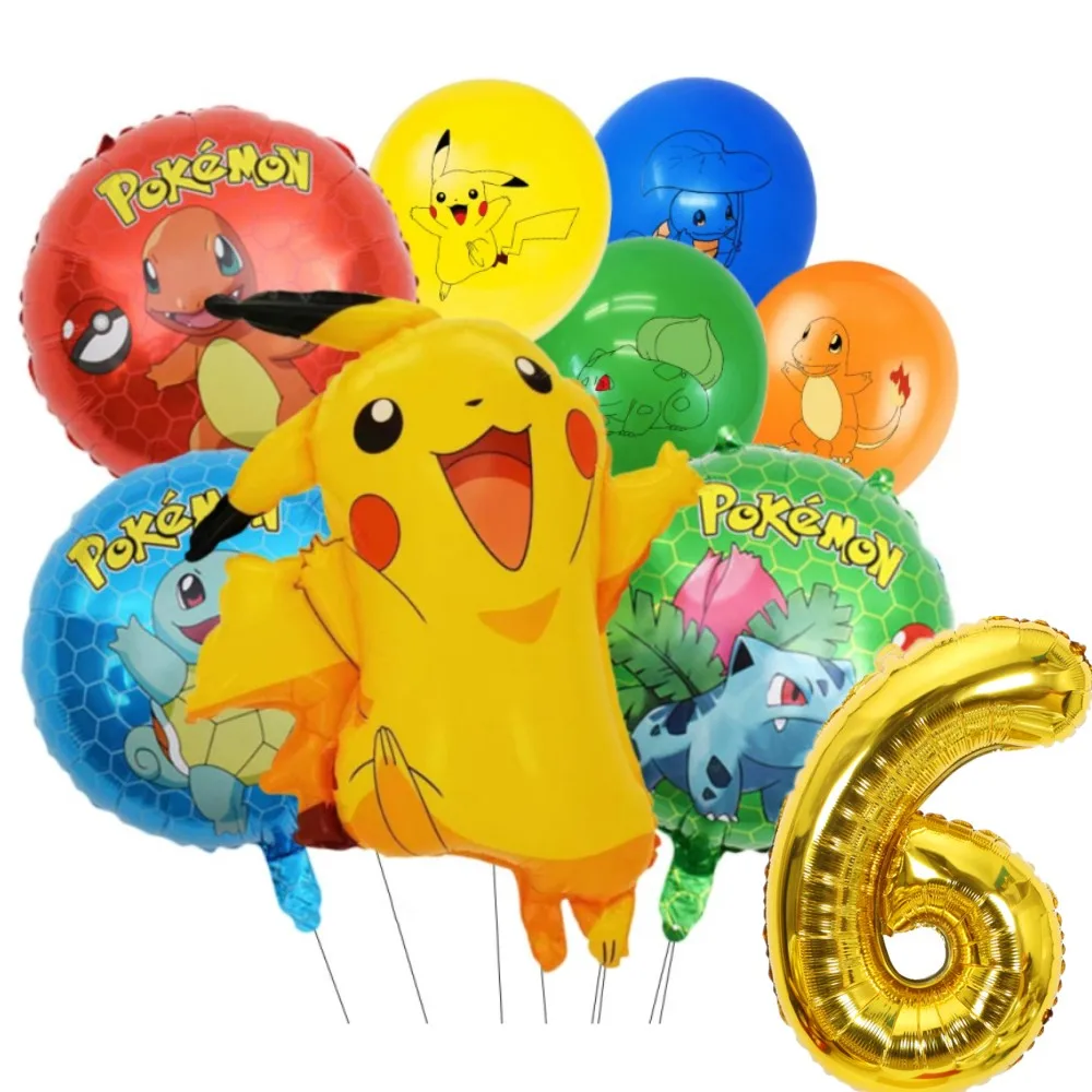 포켓몬 풍선 숫자 호일 풍선, 1-9 번째 어린이 피카츄 테마 생일 파티 장식, 베이비 샤워 글로보 장난감, 32 인치, 1 세트