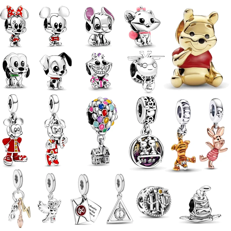 디즈니 스티치 합금 펜던트 부적, 925 스털링 실버, 스타워즈, 마블 비즈 부적 팔찌 목걸이, DIY 주얼리
