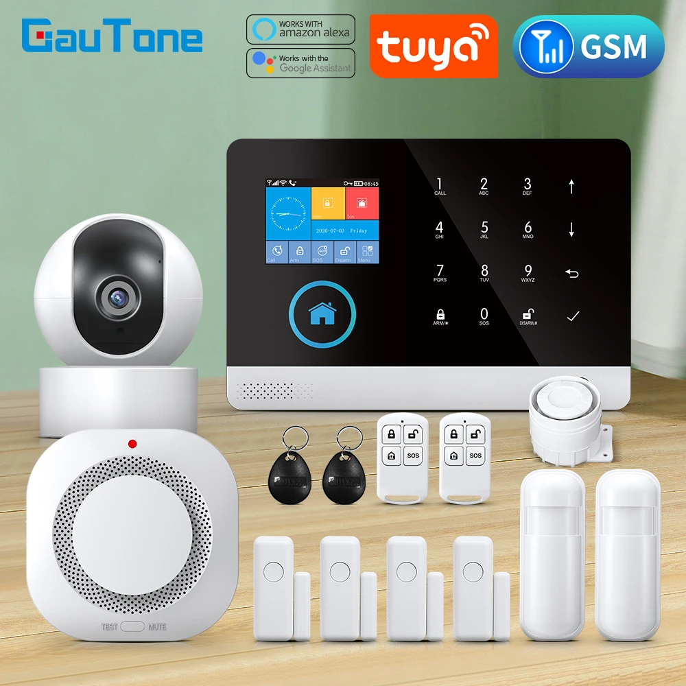 Gautone Tuya 스마트 와이파이 홈 보안 경보 시스템, 무선 GSM 화재 경보 시스템 패널, 스마트 라이프 앱 제어, 알렉사와 함께 작동 title=Gautone Tuya 스마트 와이파이 홈 보안 경보 시스템, 무선 GSM 화재 경보 시스템 패널, 스마트 라이프 앱 제어, 알렉사와 함께 작동 