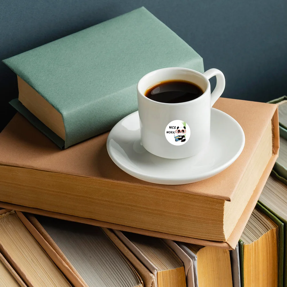 귀여운 동물 팬더 라벨 스티커 롤 봉투, 칭찬 보상 학생 작업 문구 도장 라벨, 100-500 개, 2.5cm