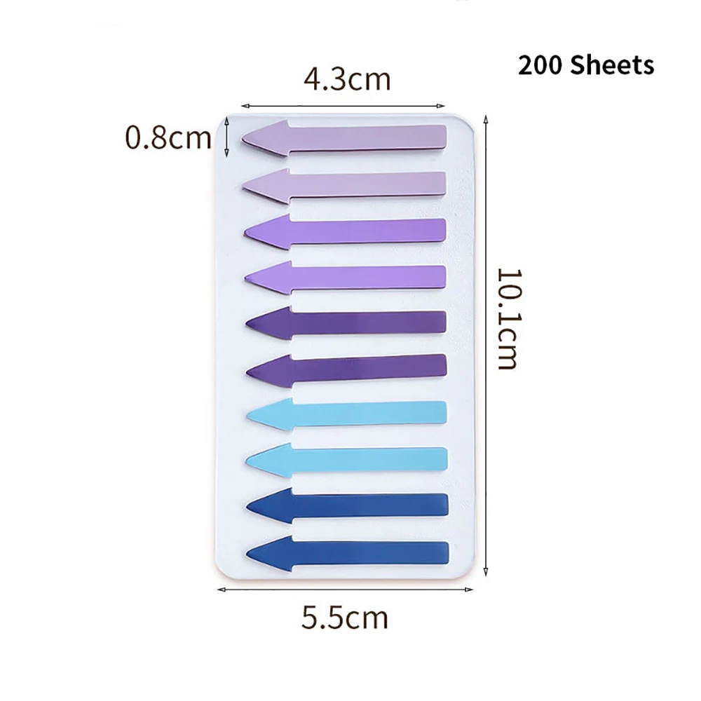 투명 형광 인덱스 탭 PET 화살표 플래그 스티커, 페이지 마커 플래너 스티커, 사무실 학교, 200 시트