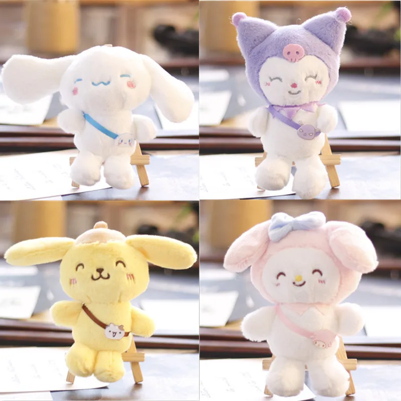 산리오 플러시 쿠로미 시나모롤 마이 멜로디 헬로 키티 폼 푸린 애니메이션 만화 피규어 펜던트 액세서리, 귀여운 동물 장난감