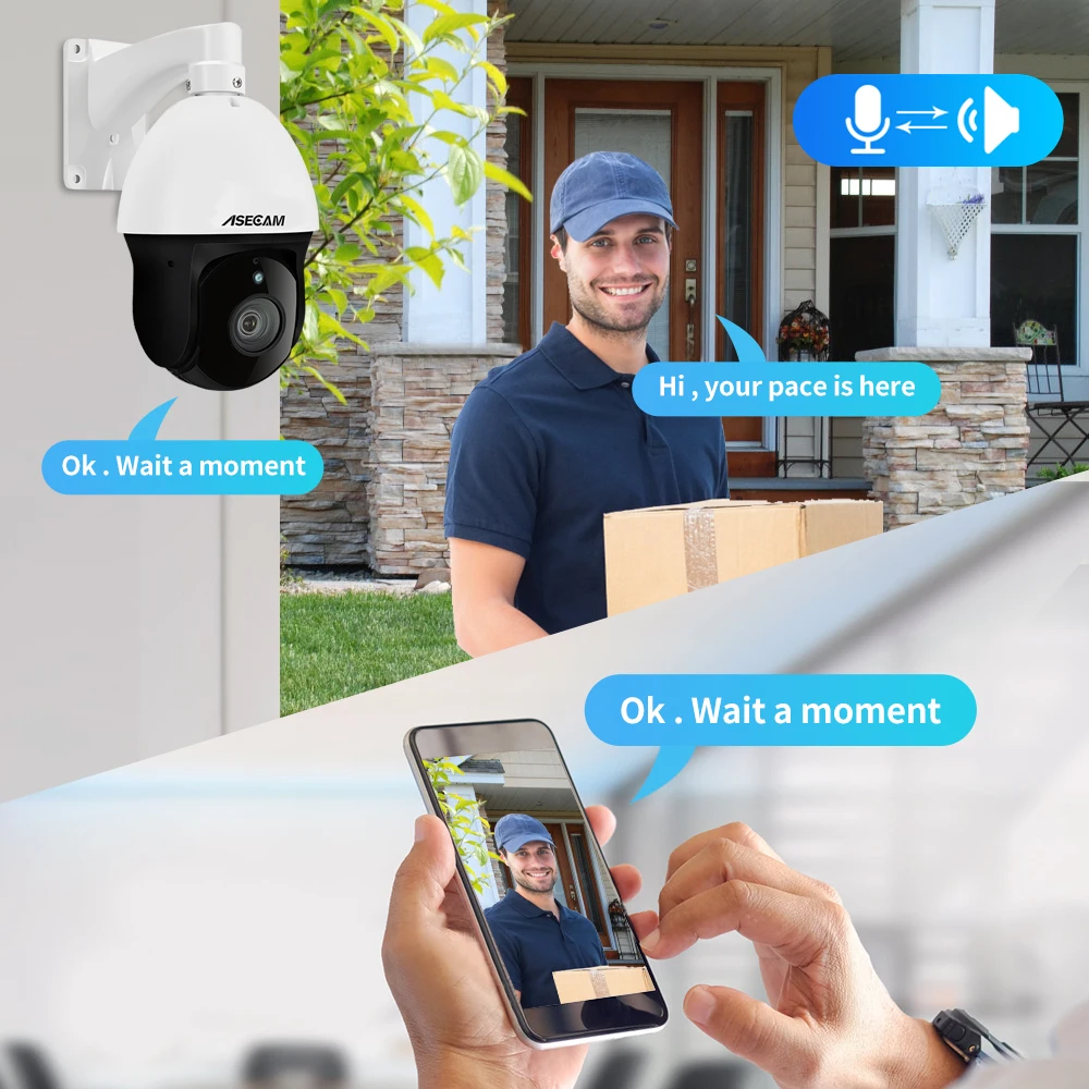 PTZ CCTV 카메라 야외 8MP 4K IP 30X 줌 Onvif H.265 돔 POE 오디오 IMX415 Hikvision 프로토콜