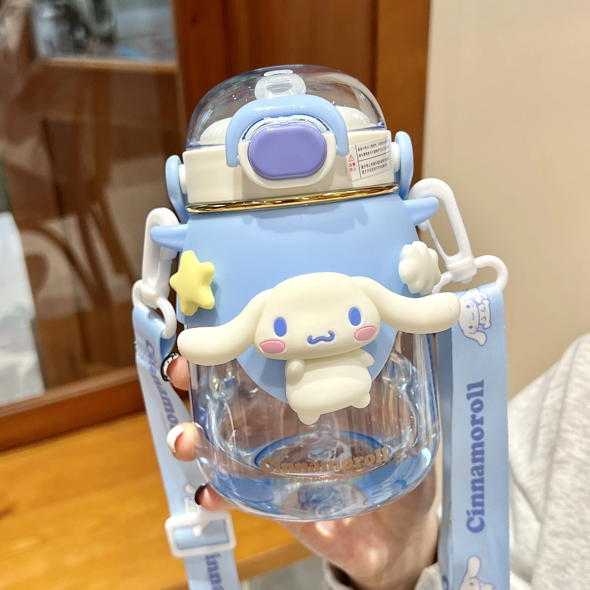 산리오 시나모롤 휴대용 빨대 물컵, 쿠로미 병, 야외 스포츠 피트니스용 대용량, 귀여운 820ml, 여름 신상