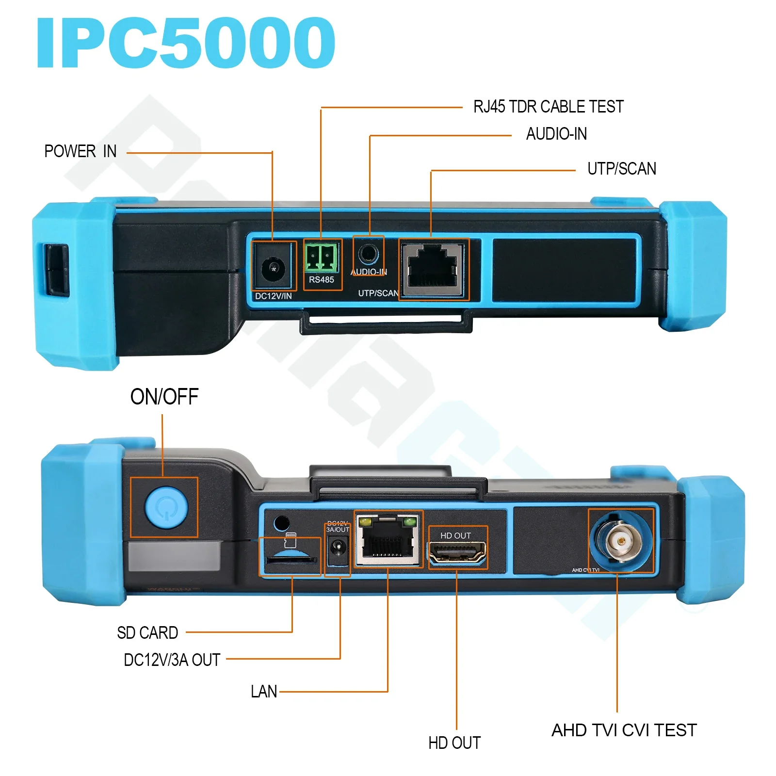 Cctv 테스터 IPC-5200 플러스 풀 8MP IP CVI TVI AHD SDI 아날로그 6 인 1 Hd 테스터 모니터, Vga 및 4k HDMI 입력 케이블 트레이서 전원 입력