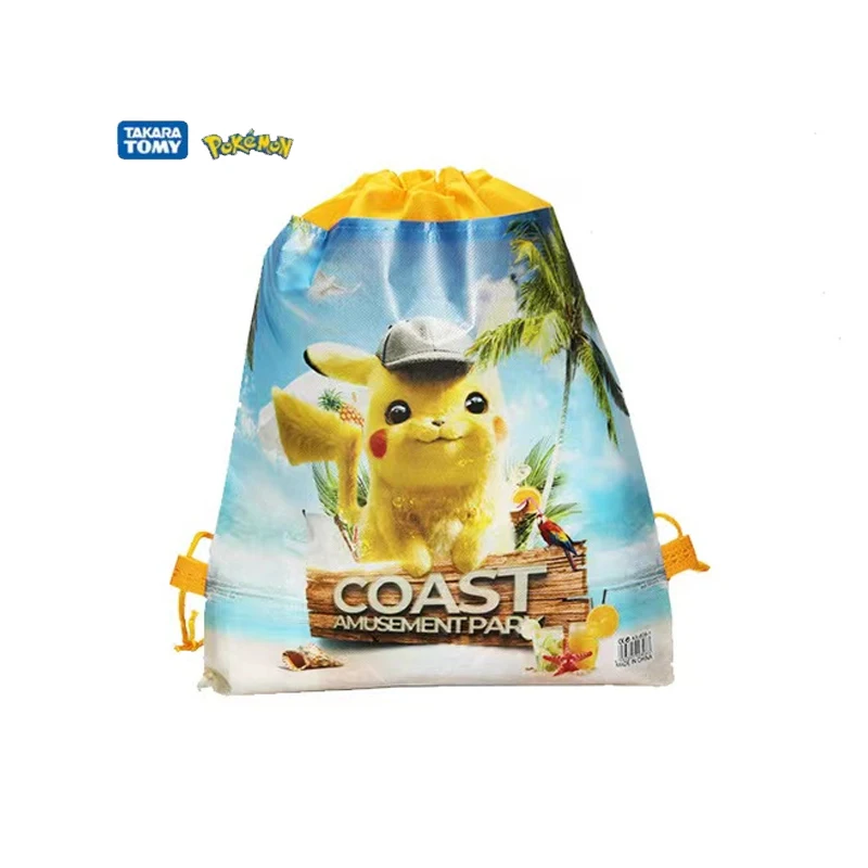 귀여운 포켓몬 만화 피카츄 가방, 어린이 장난감 드로스트링 백, 유치원 소년 어깨 배낭, 생일 장난감 선물