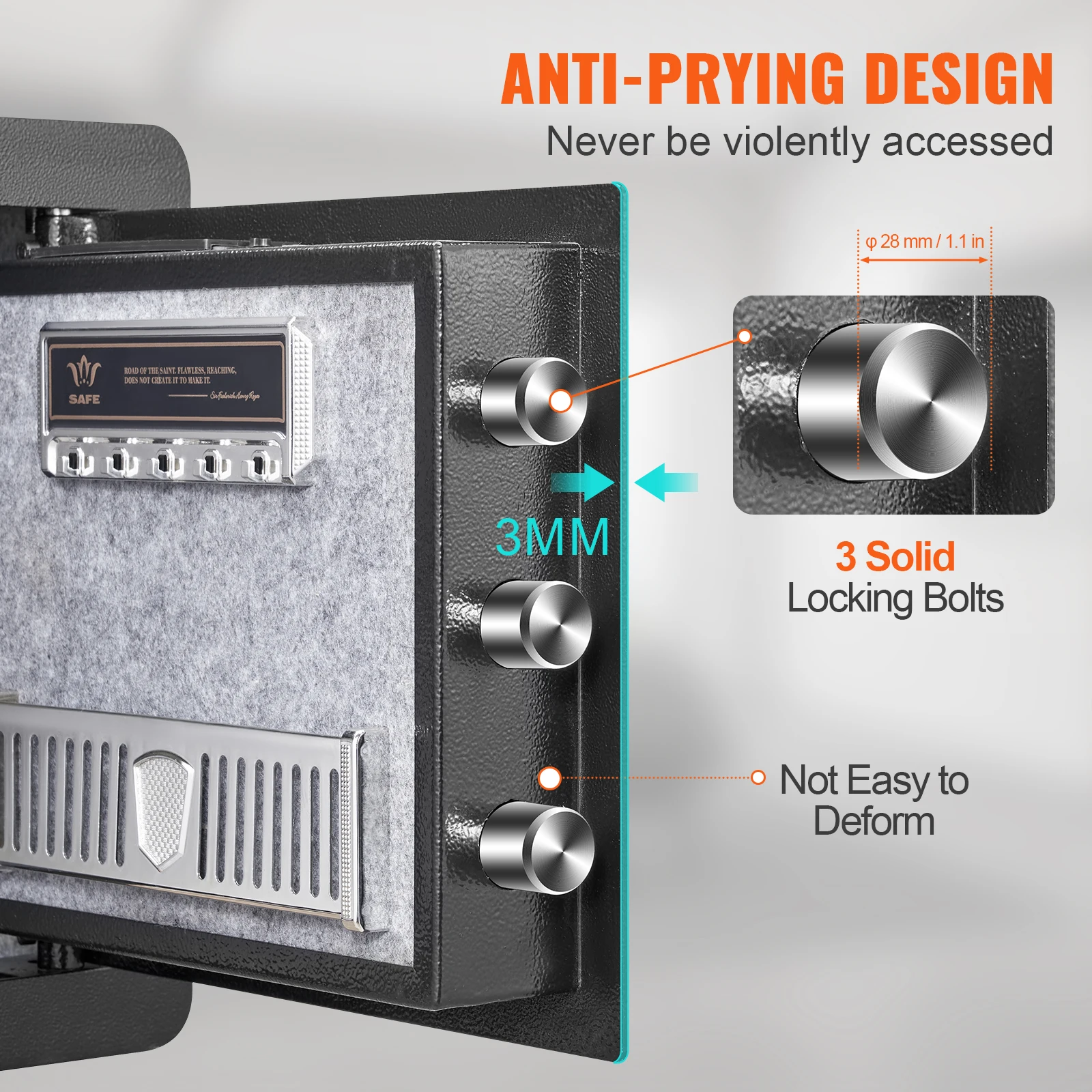 VEVOR 큐빅 핏 전자 안전 금고, 디지털 액세스 및 오버라이드 키 포함, 머니 건 보석 문서 저장, 1.2/0.5