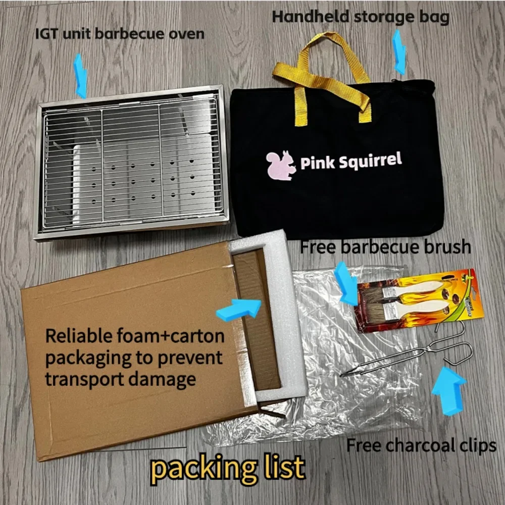 304 스테인리스 바비큐 그릴 적용, 휴대용 야외 아궁이, IGT 캠핑 데스크탑 난로, 접이식 소각대, 미니 캠핑 바비큐 난로, 가족 3-5인용 바비큐 난로, 피크닉, 야간 모닥불 소각대, 1초 개방 사용, igt 테이블 구성 요소의 구성 요소