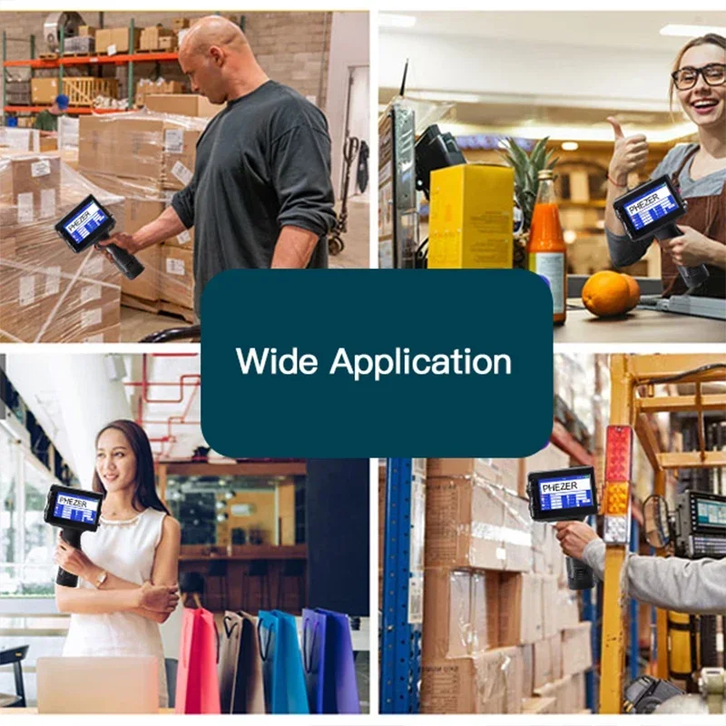 Phezer-12.7/25.4mm 라벨 프린터, 휴대용 잉크젯 프린터, QR 바 배치 코드, 날짜, 번호, 로고, 만료일, 코딩 기계, 휴대용