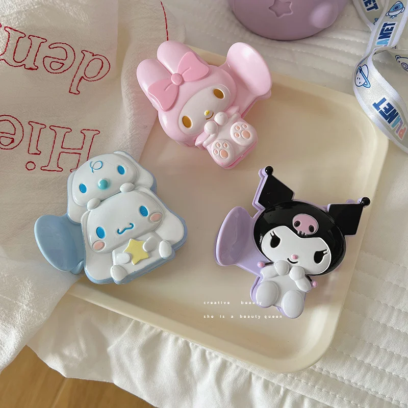 새로운 카와이 산리오 쿠로미 마이 멜로디 시나모롤 헤어 클립, 코일 헤어 클립, 만화 귀여운 헤어 액세서리, 소녀용 액세서리 완구