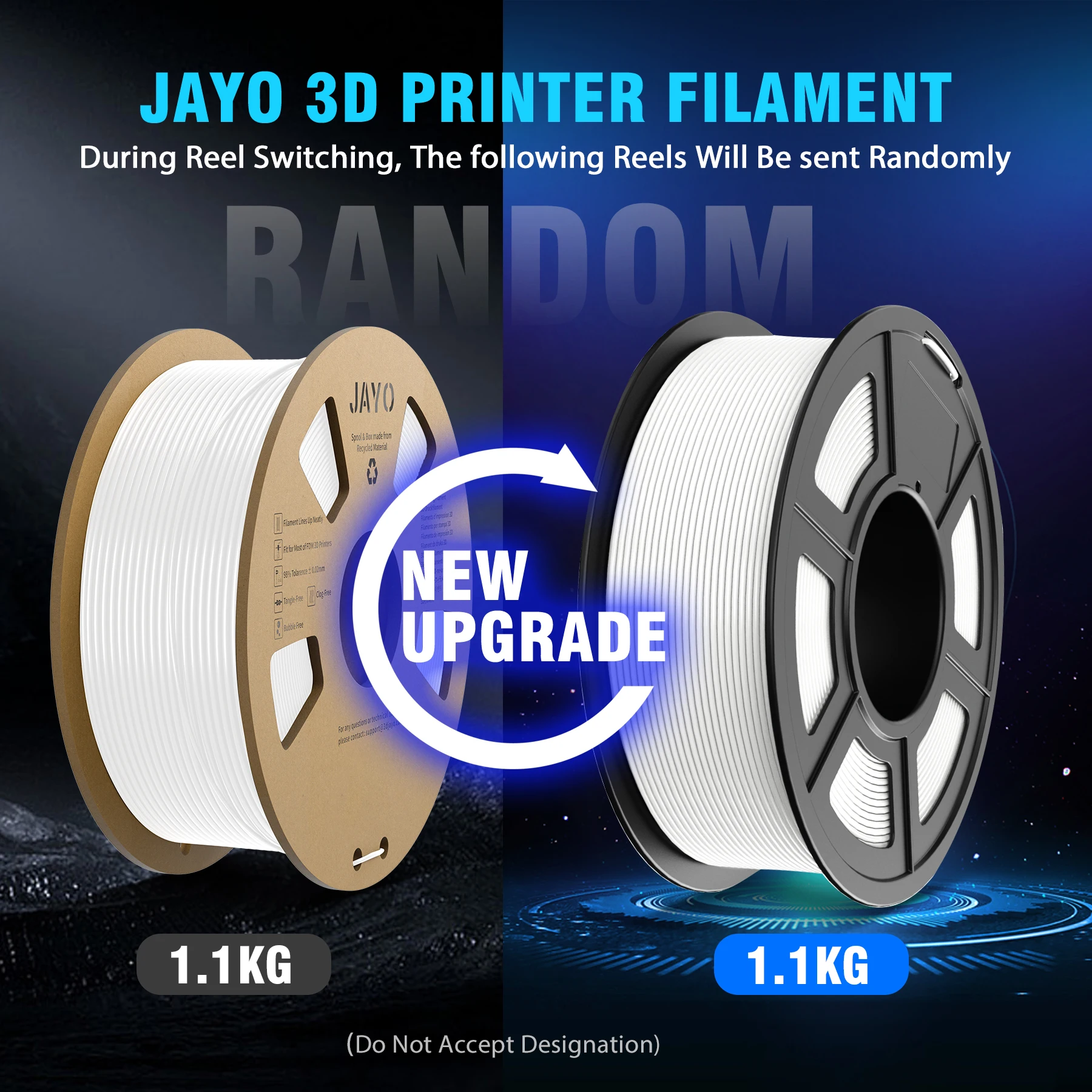 JAYO 3D 프린터 PLA 필라멘트, 1.75mm PLA PLUS/PETG // ABS 필라멘트, 3D 인쇄 재료, 3D 프린터 및 펜에 무독성, 5 롤