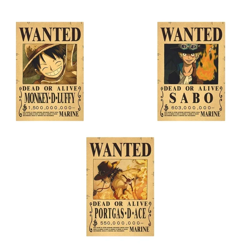 애니메이션 원피스 니카 루피 수배 어린이 침실 레트로 포스터 조로 거실 홈 장식, 해적 만화 벽지 스티커, 2023 신제품