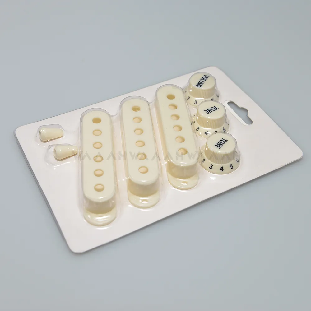 빈티지 화이트 싱글 코일 ST 기타 픽업 커버, 2 톤 1 볼륨 노브, 스위치 팁 부품 세트, 기타 부품