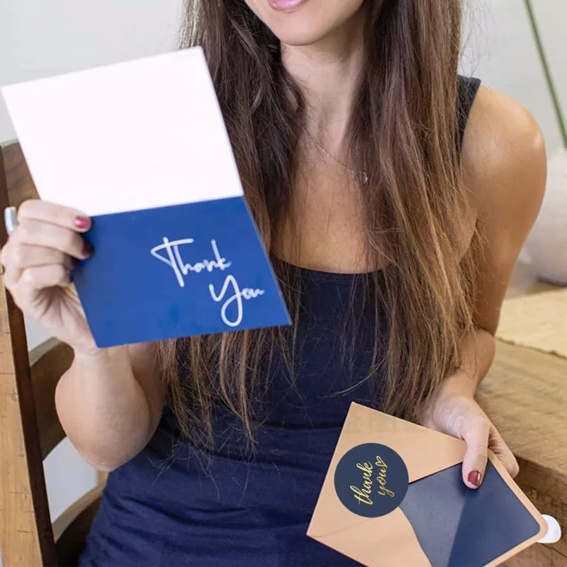 1 인치 파란색 감사합니다 스티커 봉투 씰링 레이블 문구 용품 수제 결혼 선물 장식 스티커, 50-500pcs