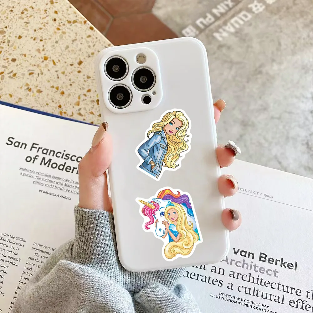 만화 애니메이션 바비 공주 스티커, 스크랩북 노트북 DIY 노트북 전화 케이스 장식, 방수 스티커 소녀, 50 개