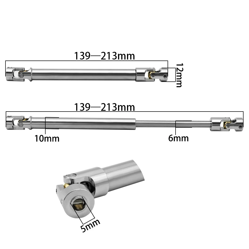 스테인레스 스틸 드라이브 샤프트, 1/10 RC 크롤러 TRX4 TRX6 Axial SCX10 III RBX10 RR10 Wraith Capra D90 RC4WD Redcat GEN8 용