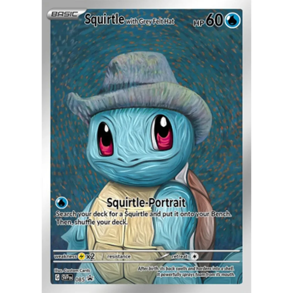 DIY 포켓몬 반 고흐 박물관 피카츄 컬렉션 카드, 포켓몬 클래식 싱글 카드 게임, 애니메이션 자체 제작 카드 선물 장난감