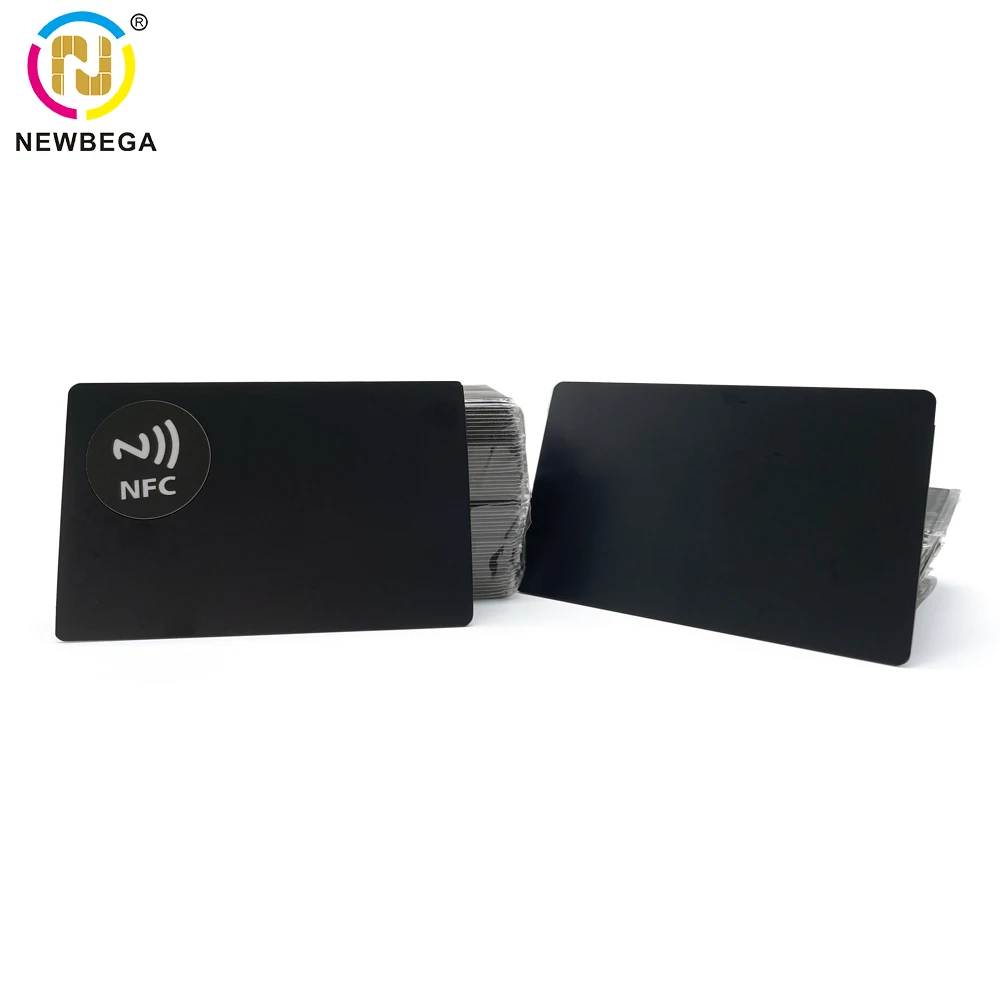 금속 NFC 매트 블랙 소셜 디지털 카드, RFID Ntag216 스마트 비접촉식 명함, 13.56MHZ, 1 개