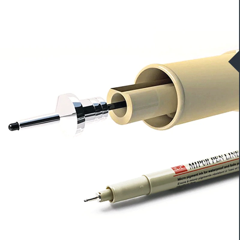 안료 라이너 미크론 펜 바늘 그리기 만화 펜 브러시 아트 마커 방수 파인 라이너 스케치 펜 문구, 1/3 개