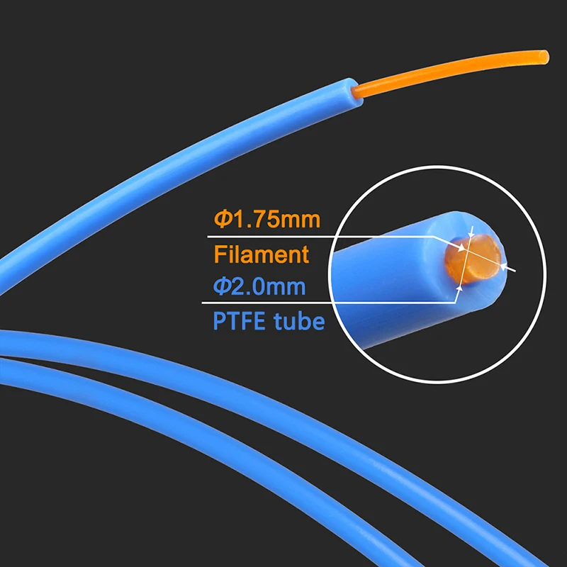 3D 프린터 부품 1M 2M PTFE 튜브 Teflonto 파이프 보우덴 압출기 1.75mm ID2mm OD4mm, 커터 포함 Ender3 용 파란색 흰색 투명 튜브