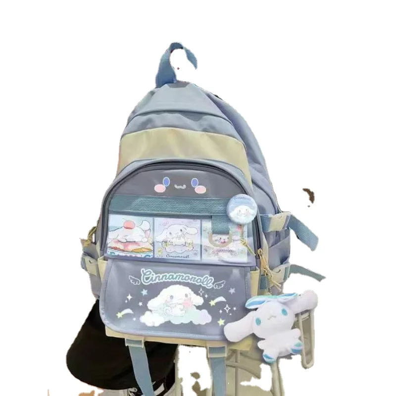 귀여운 산리오 애니메이션 쿠로미 시나모롤 학생 책가방, 마이 멜로디, 귀여운 만화, 여아용 대용량 배낭 선물