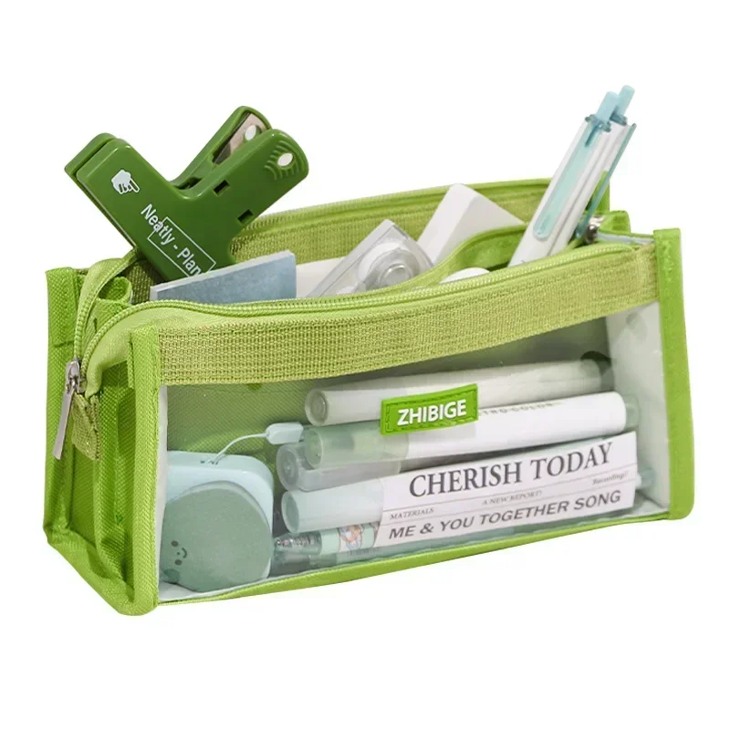 여아용 대용량 필통, 투명 펜 케이스, 지퍼 파우치, 학용품, 6 겹 문구 용품