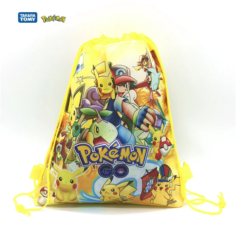 귀여운 포켓몬 만화 피카츄 가방, 어린이 장난감 드로스트링 백, 유치원 소년 어깨 배낭, 생일 장난감 선물
