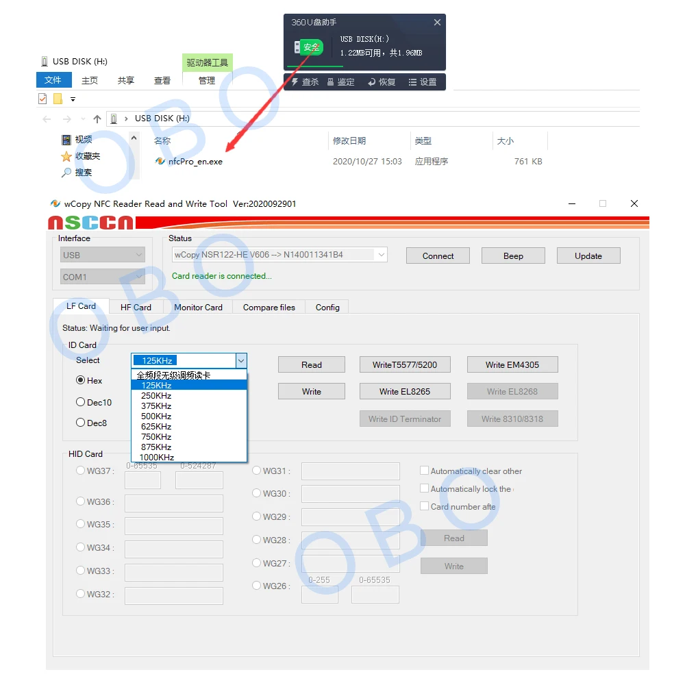 RFID 복사기 리더 라이터 125KHz 13.56MHz USB 프로그래머 키 fobs UID T5577 재기록 가능 지원, NFC 휴대폰/손목밴드