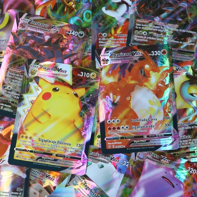 스페인 포켓몬 카드 생생한 전압 퓨전 스트라이크 부스터 박스 컬렉션 장난감, 어린이 생일 선물, 60-360 개