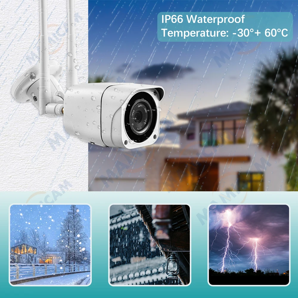 SIM 카드 포함 비디오 감시 카메라, 야외 비디오 캠 CCTV, 야간 투시경, 4G, 3G, 와이파이 보안 보호, IP66 Camhi, 5MP