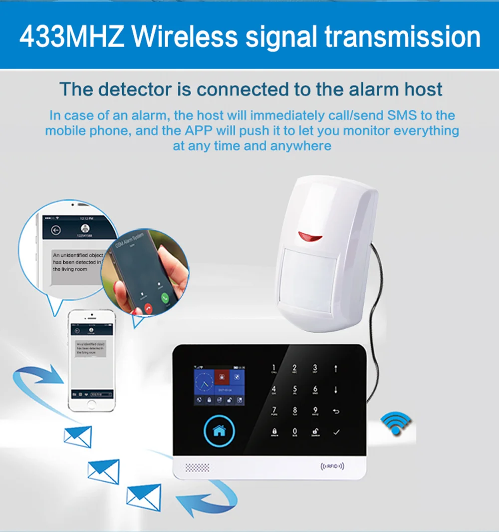 PGST PA96R RF 433MHz 경보 시스템 보안과 호환되는 애완 동물 면역 동작 감지기 Infared 무선 PIR 센서