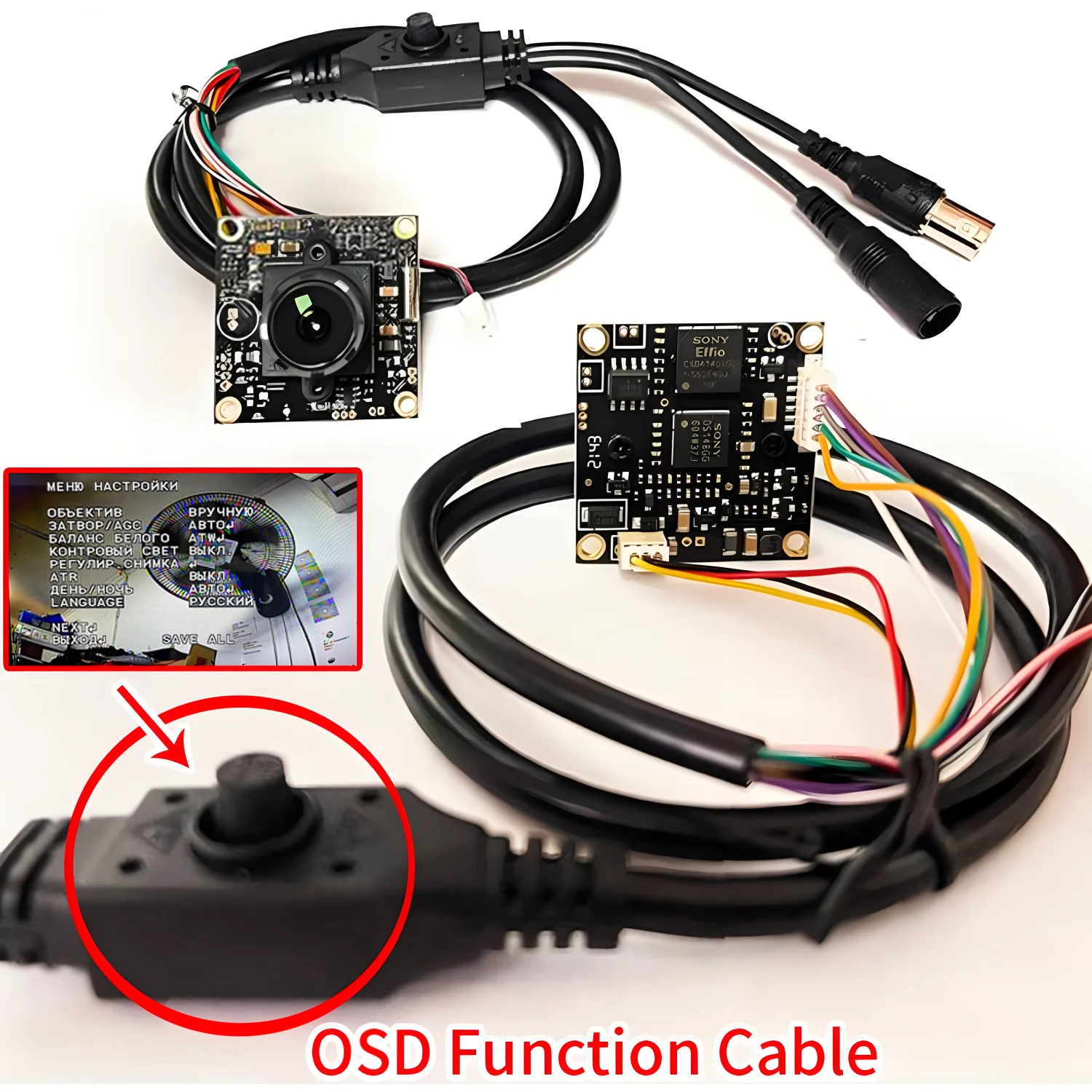 소니 EFFIO CCD 4140 + 673 HD 800TVL 칩 모듈, CCTV 카메라 회로 기판, 아날로그 CVBS OSD 케이블 세트, 현미경 DIY 모니터링, 1/3 인치