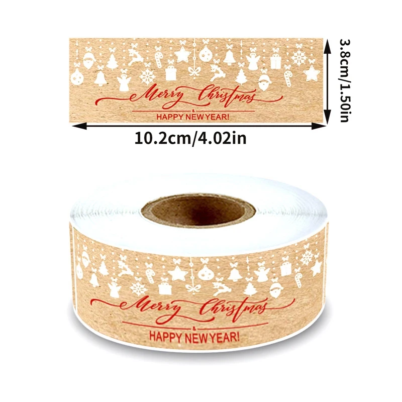 크래프트 크리스마스 선물 태그 스티커 패키지 라벨 포장 카드 장식, 150 개 롤