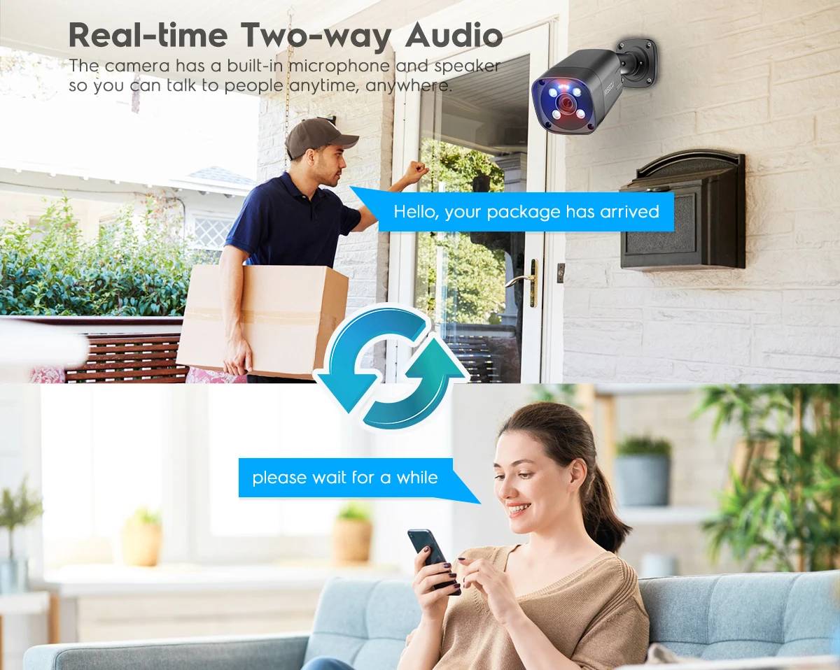 MISECU UHD POE IP 카메라, 4K 보안 카메라, Ai 인간 감지, 컬러 야간, 양방향 오디오, 야외 비디오 감시, Onvif XMeye, 8MP