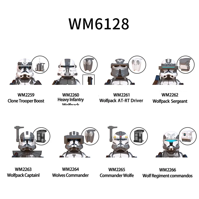 WM6128 빌딩 블록 울프 연대 특공대 브릭 헤비 보병 울프팩 피규어 사령관 울프 미니 조립 완구, 세트당 8 개 title=WM6128 빌딩 블록 울프 연대 특공대 브릭 헤비 보병 울프팩 피규어 사령관 울프 미니 조립 완구, 세트당 8 개 