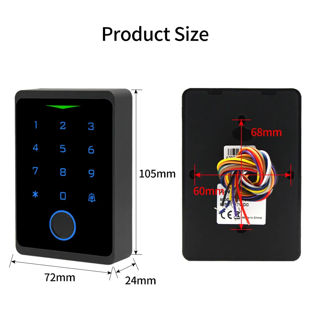 2.4Ghz 와이파이 Tuya 앱 액세스 제어 시스템 키트 RFID 지문 키패드, 전기 도어 마그네틱 잠금 스트라이크 잠금 키트 방수