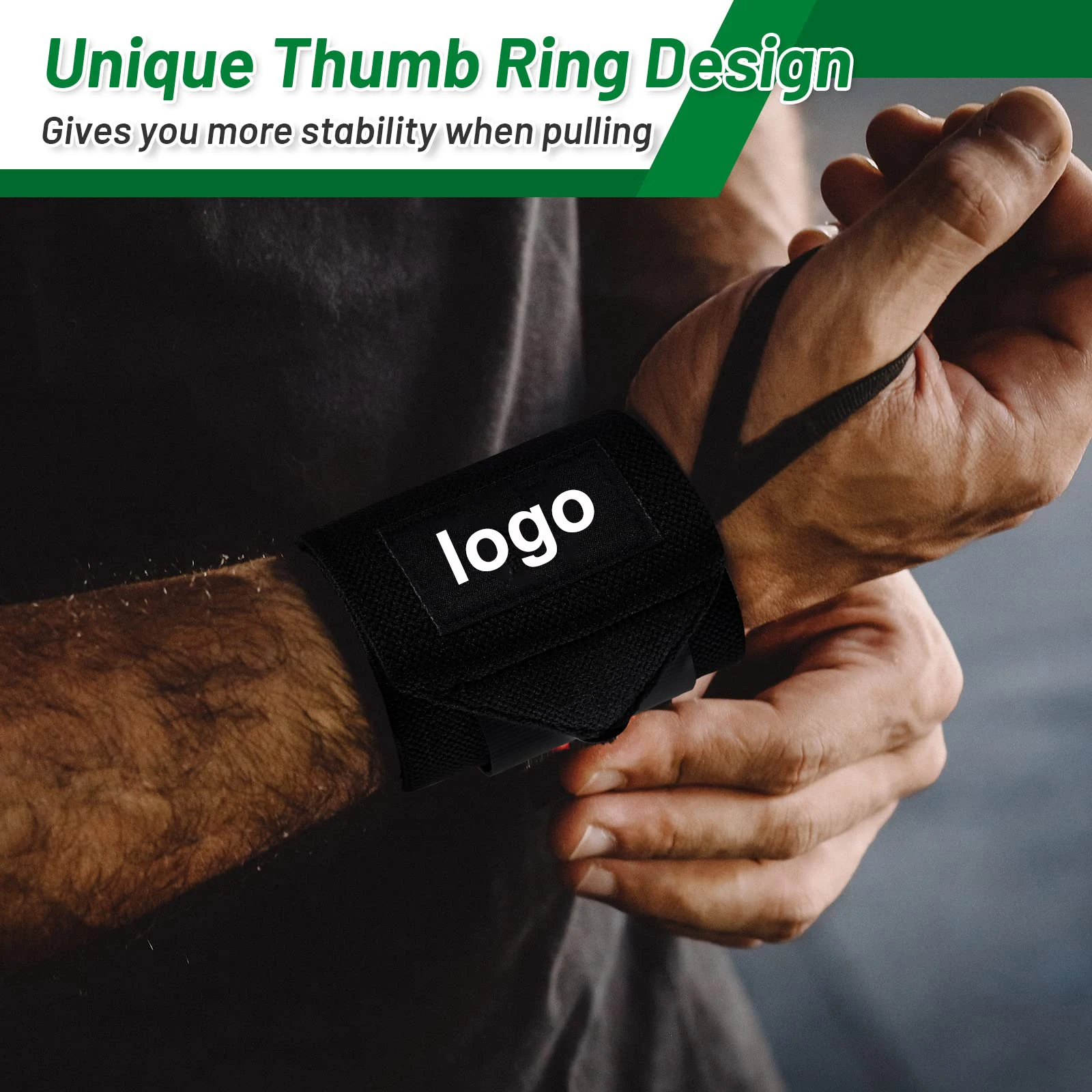 파워 리프팅 체육관 크로스 핏을위한 MKAS 역도 손목 랩은 엄지 루프로 더 무거운 손목 지지대를 밀기 위해 손목을 보호합니다.