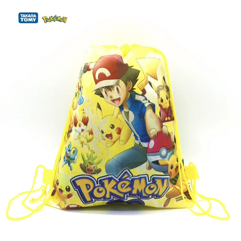 귀여운 포켓몬 만화 피카츄 가방, 어린이 장난감 드로스트링 백, 유치원 소년 어깨 배낭, 생일 장난감 선물